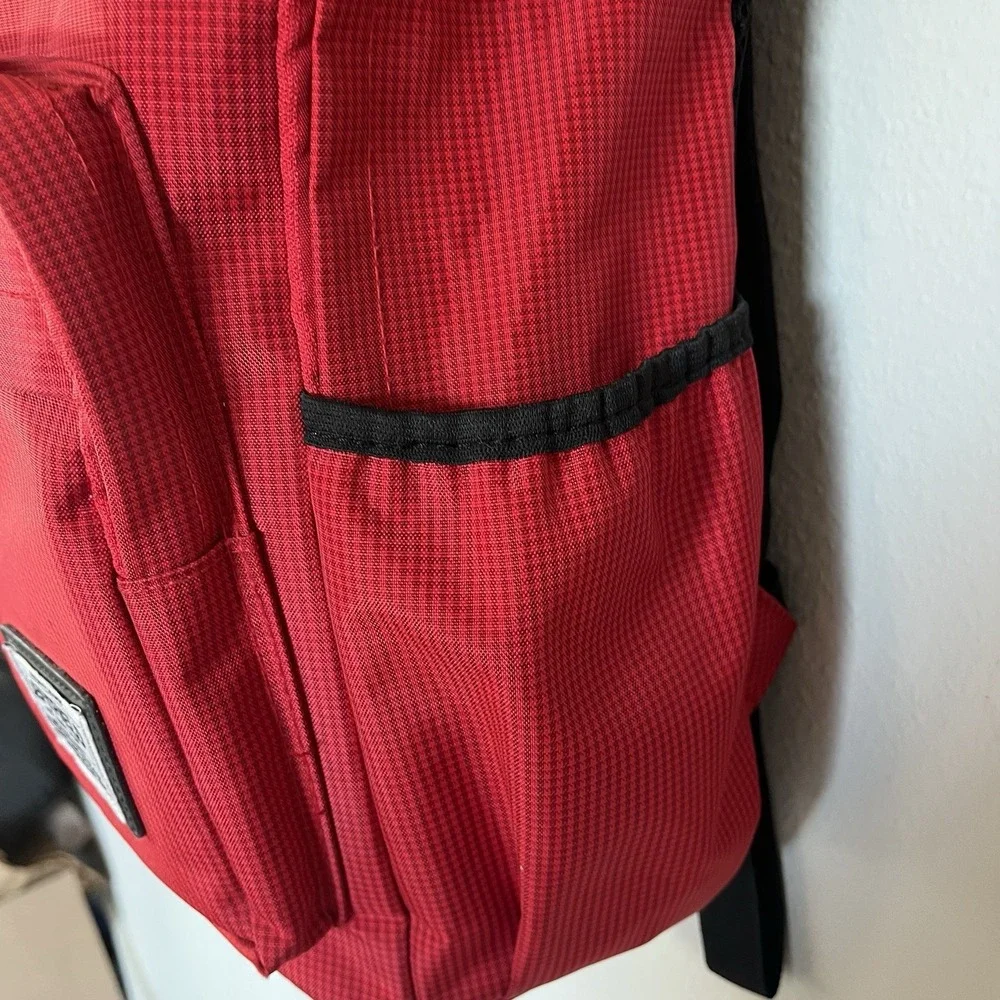 Leftfield Korean Streetwear Red Canvas Backpack Laptop Bag Pockets School Uni